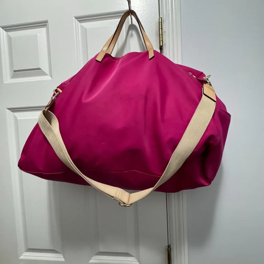 Kate spade  New York pinknylon  tote with leather straps and crossbody strap